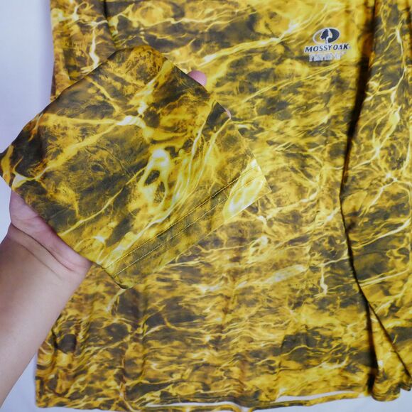 Mossy Oak Mens 3XL 54-56 Insect Repellent Fishing Shirt Yellow Long Sleeve Camo - Picture 5 of 13